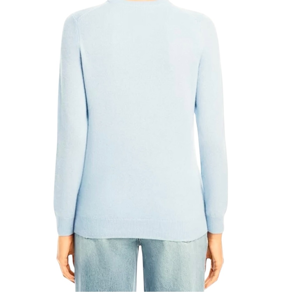 C by Bloomingdale's | Light Cloud Blue Crew Neck Long Sleeve Cashmere Sweater - Picture 6 of 7